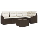 vidaXL Ensemble de canapé de jardin 6 Pièces Marron Poly rotin