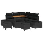 vidaXL Ensemble de canapé de jardin avec coussin 8 Pièces Noir Poly rotin