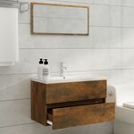 vidaXL Meuble lavabo avec bassin intégré Chêne fumé Bois d'ingénierie