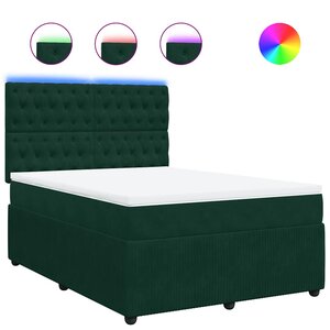 vidaXL Sommier à lattes de lit et matelas Vert foncé 140x190cm Velours