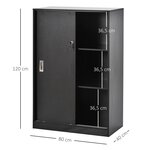 Armoire de bureau 2 portes coulissantes 80 x 40 x 120 cm sécurisée 2 étagères moderne épuré en panneau de particules noir 21_0002431