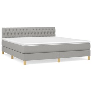 vidaXL Sommier à lattes de lit avec matelas Gris clair 180x200cm Tissu