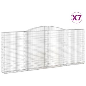 vidaXL Paniers à gabions arqués 7 Pièces 400x30x160/180 cm Fer galvanisé
