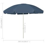 vidaXL Parasol de plage Bleu 300 cm