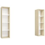 vidaXL Meubles TV muraux 2 Pièces Blanc et chêne sonoma Bois d'ingénierie