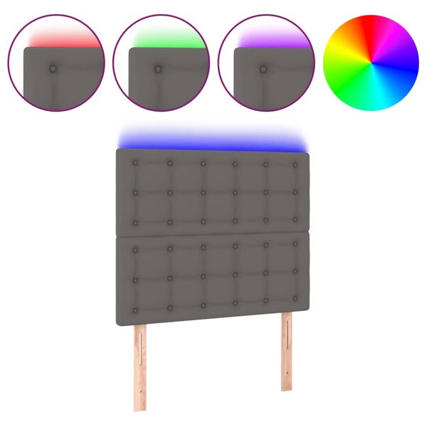 vidaXL Tête de lit à LED Gris 90x5x118/128 cm Similicuir