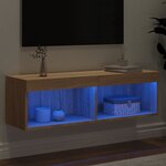 vidaXL Meuble TV avec lumières LED chêne sonoma 100x30x30 cm