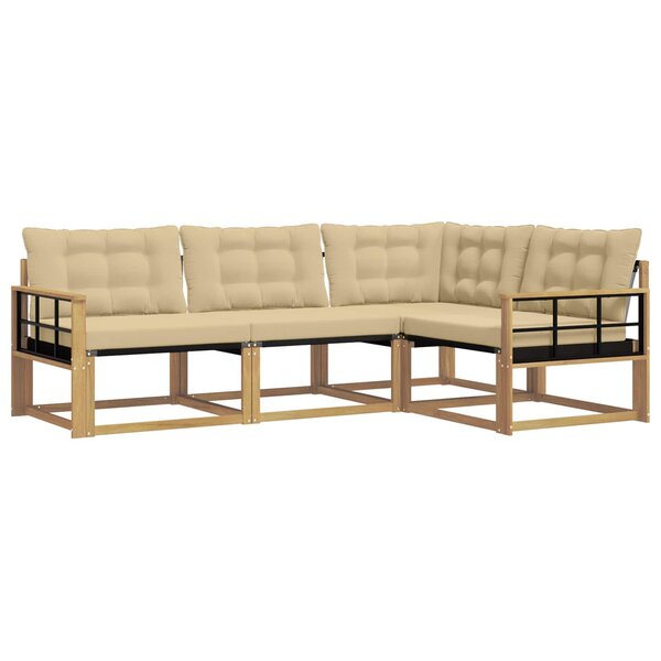 vidaXL Ensemble de canapés d'extérieur 4 Pièces Blanc et Beige