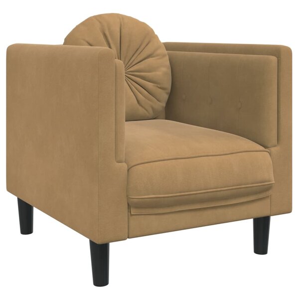 vidaXL Fauteuil avec coussin marron similicuir daim