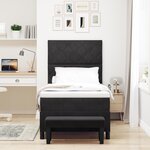 vidaXL Lit à ressort avec matelas et banc noir 100x200 cm velours