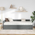 vidaXL Cadre de lit d'angle avec matelas Autre 2 Pièces Gris tissu