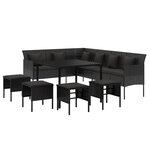vidaXL Ensemble à manger de jardin coussins 6Pièces noir résine tressée