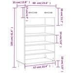 vidaXL Armoire à chaussures gris béton 60x35x105 cm bois d'ingénierie