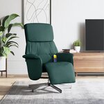 vidaXL Fauteuil inclinable de massage et repose-pieds vert foncé tissu