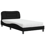 vidaXL Lit avec matelas noir 100x200 cm tissu