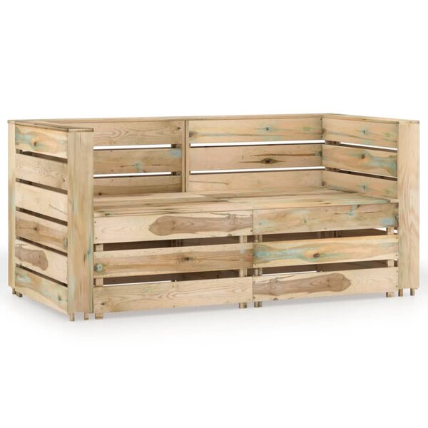 vidaXL Canapé de jardin 2 places Bois de pin imprégné de vert