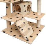 vidaXL Arbre à chat et griffoir Sisal 125cm Empreintes de pattes Beige