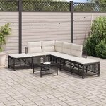 vidaXL Salon de jardin d'angle 3 Pièces avec coussins noir résine tressée