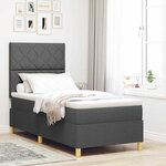 vidaXL Lit à ressorts avec matelas Gris foncé 90 x 200 cm tissu