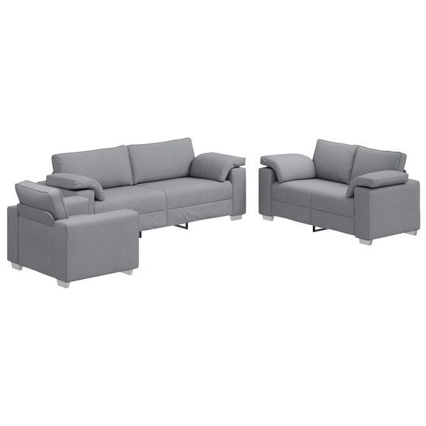 vidaXL Canapé 3 Pièces Gris clair 219 x 80 x 82 cm Tissu en lin mélangé