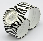 Montre classic bracelet zèbre et cadran crystal flower