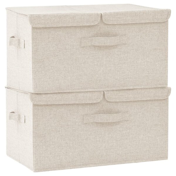 vidaXL Boîtes de rangement 2 Pièces Tissu 50x30x25 cm Crème