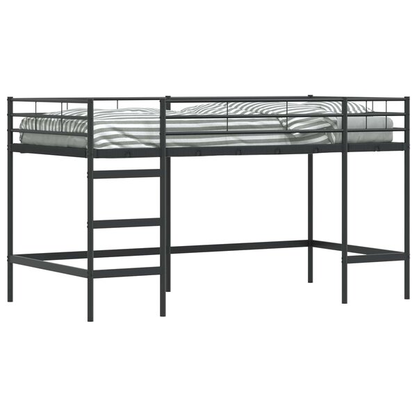 vidaXL Lit mezzanine pour enfants Noir 90 x 200 cm Acier