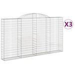 vidaXL Paniers à gabions arqués 3 Pièces 300x30x160/180 cm fer galvanisé