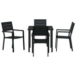 vidaXL Ensemble de salle à manger pour jardin 5 Pièces Noir HDPE