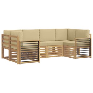 vidaXL Ensemble de canapé d'angle 6 Pièces Blanc et Beige