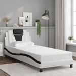 vidaXL Cadre de lit avec lumières LED blanc noir 90x200 cm similicuir