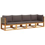 vidaXL Salon de jardin avec coussins 4 Pièces bois d'acacia massif