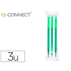 Recharge roller q-connect encre effacable couleur vert  set de 3u