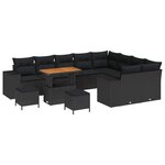 vidaXL Ensemble de canapé de jardin 12 Pièces Noir polyrotin