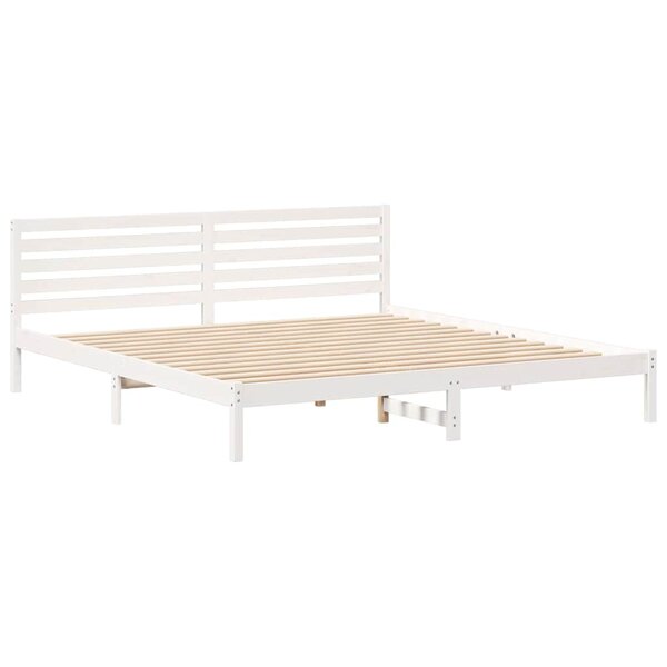 vidaXL Cadre de lit Blanc 200 x 220 cm Bois massif en pin