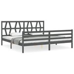 vidaXL Cadre de lit sans matelas gris 200x200 cm bois massif
