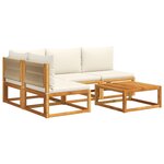 vidaXL Ensemble de canapés de jardin 5 pièces avec coussins en bois d'acacia et corde