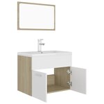 vidaXL Ensemble de meubles de bain Blanc et chêne sonoma Aggloméré