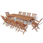 vidaXL Meuble à dîner de jardin 11 Pièces et chaises pliables Teck solide