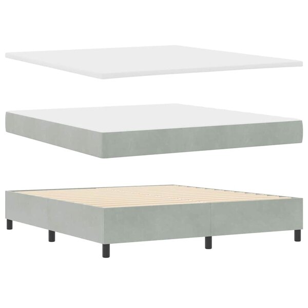 vidaXL Lit à ressorts avec matelas Gris clair 180 x 200 cm Velours