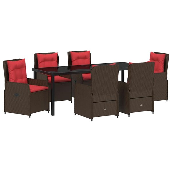 vidaXL Ensemble de salle à manger pour jardin 7 pc Marron Poly rotin