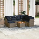 vidaXL Salon de jardin 8 Pièces avec coussins gris résine tressée