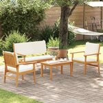 vidaXL Ensemble de canapés de jardin 4 pièces avec coussins en acacia massif