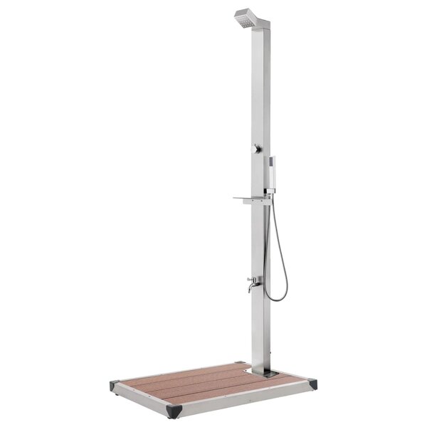 vidaXL Douche de jardin avec base marron 225 cm Acier inoxydable