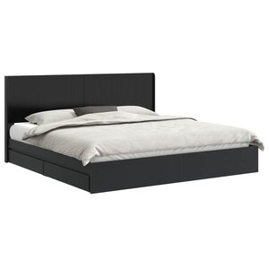vidaXL Cadre de lit avec rangement et tête de lit Noir 200 x 200 cm