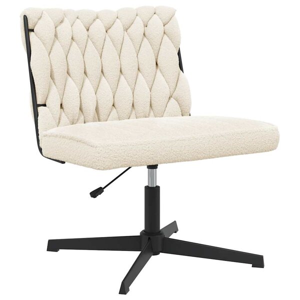 vidaXL Chaise pivotante de bureau crème bouclé comme de la laine tissu