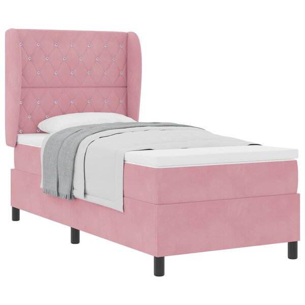 vidaXL Lit à ressorts avec matelas Rose 190 x 90 cm Polyester