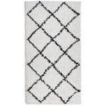 vidaXL Tapis shaggy à poils longs moderne crème et noir 60x110 cm