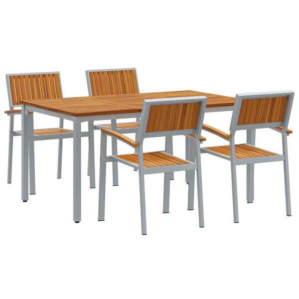 vidaXL Ensemble de salle à manger pour jardin 5 Pièces Gris et marron