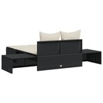 vidaXL Chaise longue double avec coussins noir résine tressée